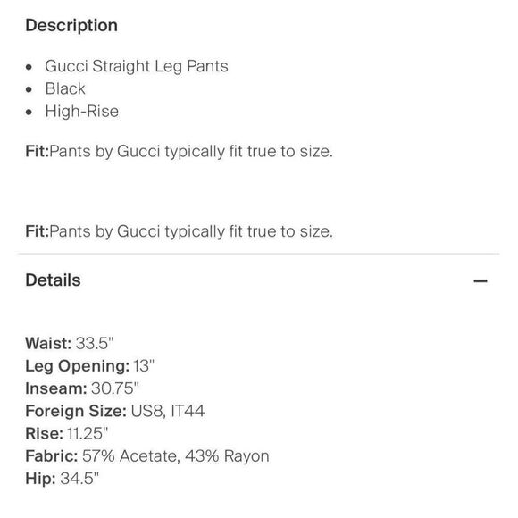 Gucci Authentic Solid Black Shine Fabric High Rise Straight Leg Pants 44 8 Med - Picture 4 of 10